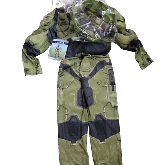 Halo Master Chief Kids XBOX Muscle Jumpsuit Mask Costume Cosplay S 4-6 - Picture 1 of 2